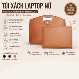 Túi Xách Laptop Nữ 16 Inch PU Chống Nước Cao Cấp | Kèm Túi Lót | Phong Cách Urban Minimalist 1