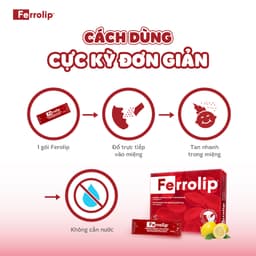 Sắt Ferrolip - Sắt ngon vị chanh dễ uống, dành cho mẹ bầu & người trưởng thành - Hộp 20 gói 6