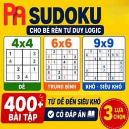 Bộ 400+ Bài Sudoku Cho Bé 4x4 6x6 9x9 - Trò Chơi Tư Duy Logic Từ Dễ Đến Khó, Kèm Đáp Án - POMI 1