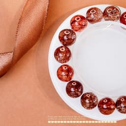Ngọc Đan Tâm - Vòng Tay Thạch Anh Tóc Đỏ 12mm 6A - Vân Hoa Đỏ - Mệnh Hoả - Mệnh Thổ 3