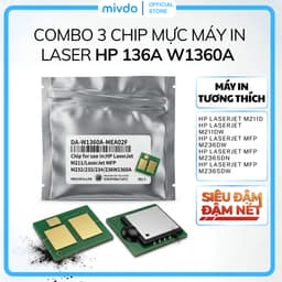 Combo 3 Chip Hộp Mực HP 136A W1360A Cho M211D M211DW M236DW M236SDW Nhận Mực Nhanh Ổn Định Dễ Lắp 1