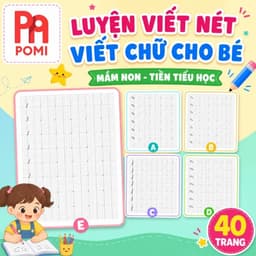 40 tranh tập viết nét và chữ cơ bản cho bé mầm non, lớp 1 - POMI 1