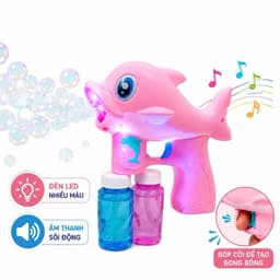 Súng đồ chơi bắn bong bóng xà phòng hình cá heo ,có đèn ,nhạc , phun bong bóng tự động cho bé 4