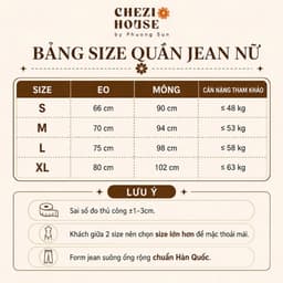 Quần Jean Nữ Suông CHEZI HOUSE Wash Rách Nhẹ Xanh Ánh Mài Vải Jean Mềm Dài 102cm Cao Cấp  #8660 Phom Ống rộng Hack Dáng. 5