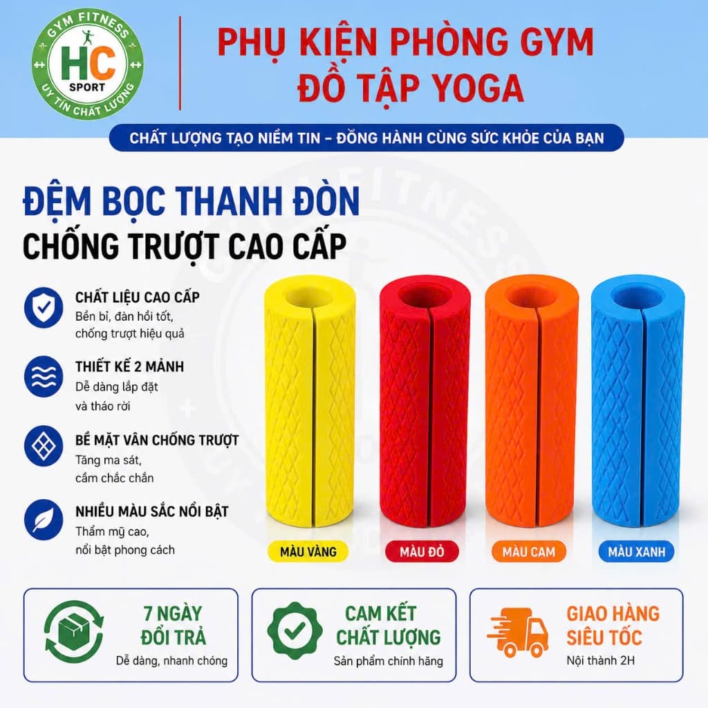 Tay Nắm Cao Su  Fat Gripz Hỗ Trợ Tập Cổ Tay, Bọc tạ tay, Thanh Đòn