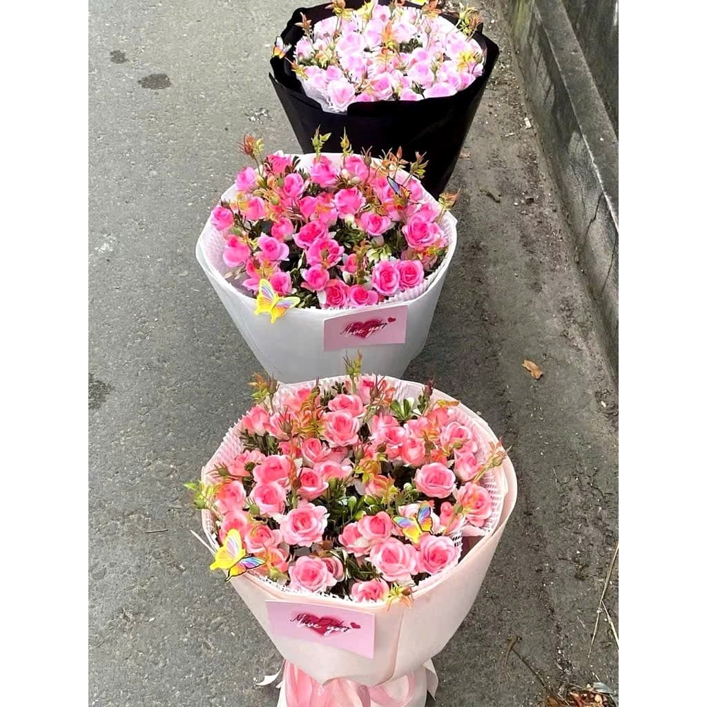 combo 3 nhánh hoa Hồng SOPHIA ( hoa hồng tỉ muội) làm bó hoa, giỏ quà, nhánh hoa đã có lỗ...