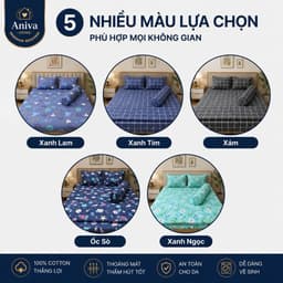 Bộ Ga Gối Cotton Thắng Lợi 4 Món Size 1m6 Aniva Home - Ga Bo Nệm 3-15cm, Cotton Mềm Mại Thoáng Mát 5