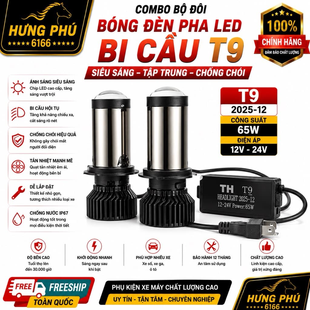 Bóng led T9 có ốc chỉnh-65w