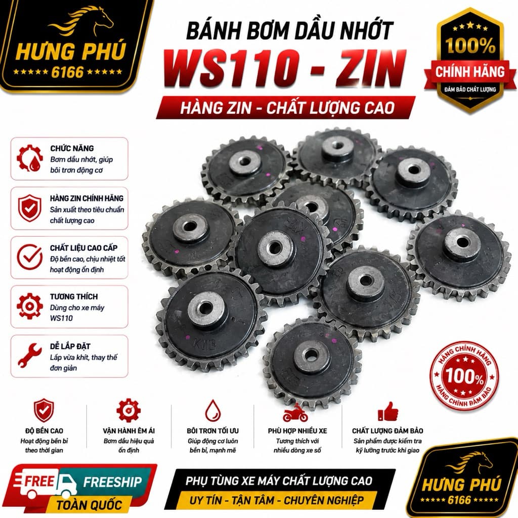 Bánh bơm dầu/ nhớt xe máy-zin trần-dream/ws110: