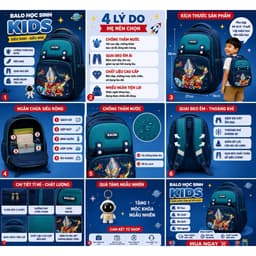 Balo học sinh chống gù cho bé cấp 1 và 2 in hình 3D siêu nhẹ chống thấm 5