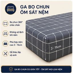 Bộ Ga Gối Cotton Thắng Lợi 4 Món 1m8x2m Aniva Home, Ga Chun Bọc Nệm 3-15cm, Cotton Cao Cấp hì 3