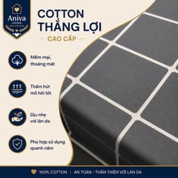 Bộ Ga Gối Cotton Thắng Lợi 4 Món 1m8x2m Aniva Home, Ga Chun Bọc Nệm 3-15cm, Cotton Cao Cấp hì 2