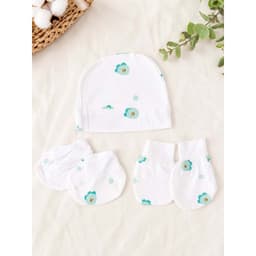 Set 3 / Set 5 Mũ Bao Tay Bao Chân Sơ Sinh Petit Thun Lạnh Bubushop - Mềm Mát, Co Giãn, Cho Bé 0-6 Tháng 4