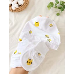 Set 3 / Set 5 Mũ Bao Tay Bao Chân Sơ Sinh Petit Thun Lạnh Bubushop - Mềm Mát, Co Giãn, Cho Bé 0-6 Tháng 3