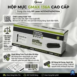Hộp Mực Máy In Laser HP 136A W1360A Gmax Không Chip Dùng Cho M211DW M236DW M236SDW Sắc Nét Dễ Lắp 2