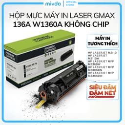 Hộp Mực Máy In Laser HP 136A W1360A Gmax Không Chip Dùng Cho M211DW M236DW M236SDW Sắc Nét Dễ Lắp 1