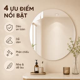 Gương Tròn Acrylic Mềm Dán Tường Chống Vỡ, Không Cần Khoan, Gương Decor Phòng Tắm Phòng Ngủ 2