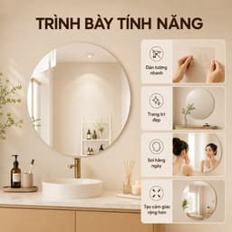 Gương Tròn Acrylic Mềm Dán Tường Chống Vỡ, Không Cần Khoan, Gương Decor Phòng Tắm Phòng Ngủ 7