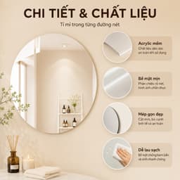 Gương Tròn Acrylic Mềm Dán Tường Chống Vỡ, Không Cần Khoan, Gương Decor Phòng Tắm Phòng Ngủ 6