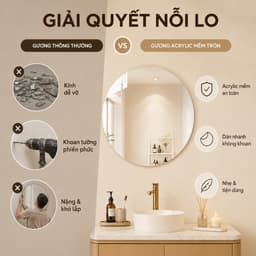 Gương Tròn Acrylic Mềm Dán Tường Chống Vỡ, Không Cần Khoan, Gương Decor Phòng Tắm Phòng Ngủ 3