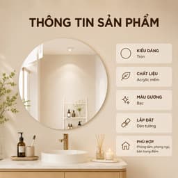Gương Tròn Acrylic Mềm Dán Tường Chống Vỡ, Không Cần Khoan, Gương Decor Phòng Tắm Phòng Ngủ 8