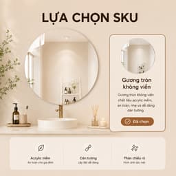 Gương Tròn Acrylic Mềm Dán Tường Chống Vỡ, Không Cần Khoan, Gương Decor Phòng Tắm Phòng Ngủ 9