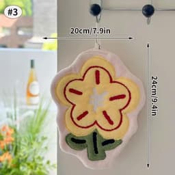 COMBO 4 Khăn lau tay bông san hô nhà bếp hình hoa nổi 3D - khăn lau tay có móc treo dễ thương, thấm hút tốt 5