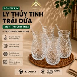 Ly thủy tinh trái dứa, uống trà sữa ,nước ép ,soda,sinh tố mã L010 -500ml 9