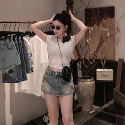 Chân Váy Jean Nữ Wash Xước Tua Rua Tôn Vòng 3 Phong Cách Y2K 8644 CHEZI HOUSE 6
