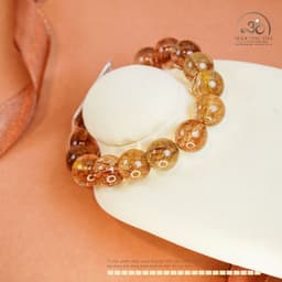 Ngọc Đan Tâm - Vòng Tay Thạch Anh Tóc Đồng 14mm 5A - Mệnh Thổ - Mệnh Kim 6