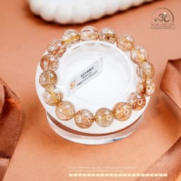Ngọc Đan Tâm - Vòng Tay Thạch Anh Tóc Đồng 14mm 5A - Mệnh Thổ - Mệnh Kim 3
