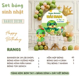 Set bóng trang trí sinh nhật chủ đề rắn tone xanh lá dành cho bé trai 2