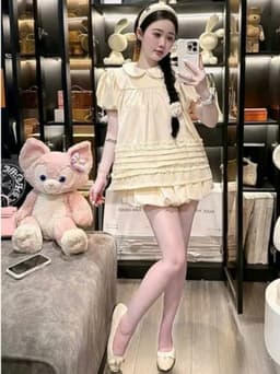 Sét Áo BabyDoll Cổ Sen Viền Bèo Mix Chân Váy Bí Xinh Xắn Tiểu Thư Hàn QUốc 2