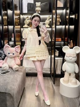 Sét Áo BabyDoll Cổ Sen Viền Bèo Mix Chân Váy Bí Xinh Xắn Tiểu Thư Hàn QUốc 1
