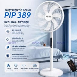 Quạt Cây Đứng Điện Tử 7 Cánh PIP389, Quạt Điện Thông Minh 8 Chế Độ, Điều Khiển Từ Xa, Hẹn Giờ 1
