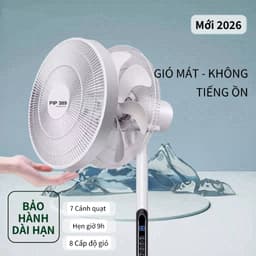 Quạt Cây Đứng Điện Tử 7 Cánh PIP389, Quạt Điện Thông Minh 8 Chế Độ, Điều Khiển Từ Xa, Hẹn Giờ 8