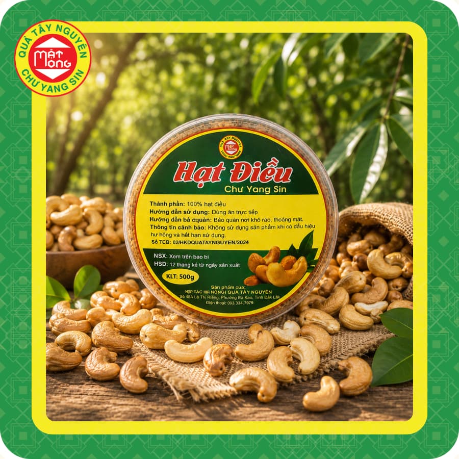 Hạt Điều Rang Muối Xếp Mêka 500g - Quà Tây Nguyên