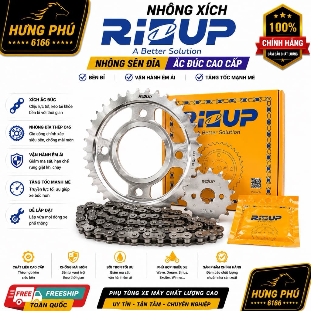 Nhông xích (nhông sên đĩa) rizup ắc đúc