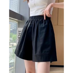 Quần Short Nữ Cạp Cao Lưng Thun Chữ A Cúc Bấm Ống Rộng Basic Hàn Quốc, Quần Đùi Nữ Mặc Đi Chơi 7