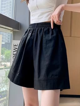 Quần Short Nữ Cạp Cao Lưng Thun Chữ A Cúc Bấm Ống Rộng Basic Hàn Quốc, Quần Đùi Nữ Mặc Đi Chơi 16