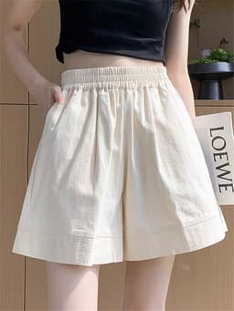 Quần Short Nữ Cạp Cao Lưng Thun Chữ A Cúc Bấm Ống Rộng Basic Hàn Quốc, Quần Đùi Nữ Mặc Đi Chơi 17