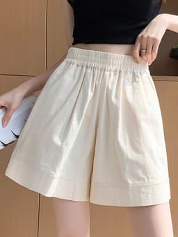 Quần Short Nữ Cạp Cao Lưng Thun Chữ A Cúc Bấm Ống Rộng Basic Hàn Quốc, Quần Đùi Nữ Mặc Đi Chơi 18