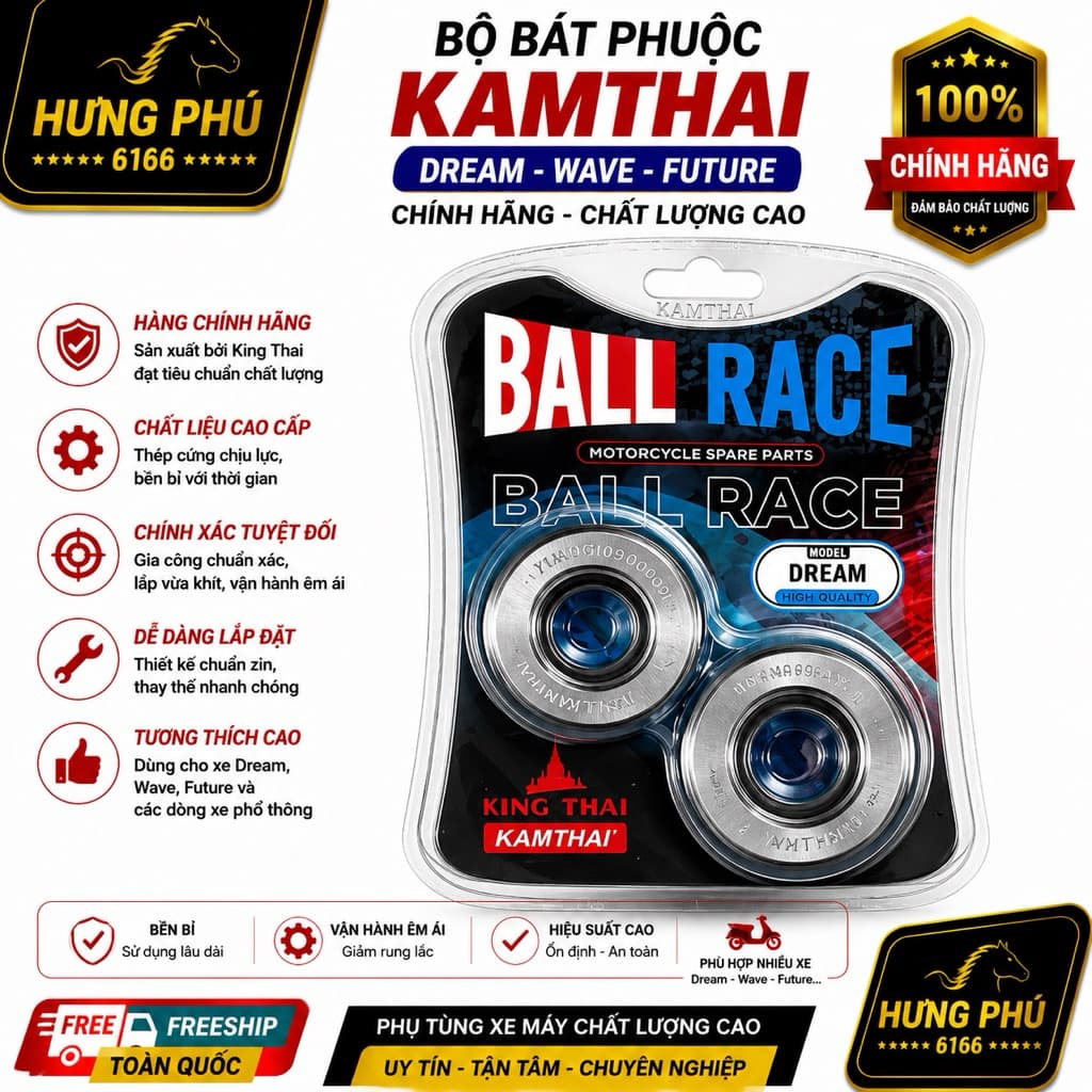 Bát phuốc (chén cổ) KAMTHAI vỉ.lắp các dòng xe ga xe số