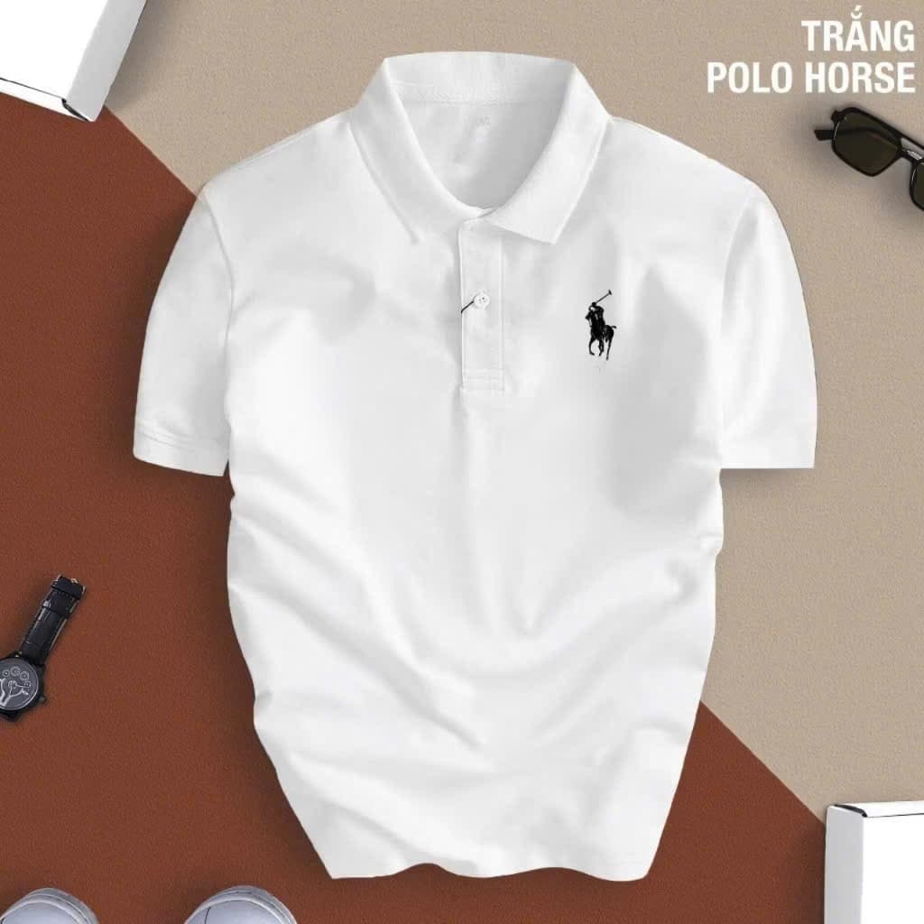 Áo Thun Polo Nam Hình In Ngựa, cổ bẻ vải cá sấu, thoáng mát sang trọng thanh lịch dễ phối đồ