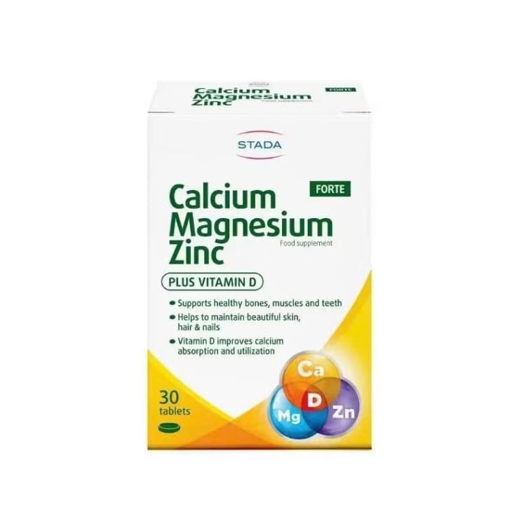 [ Nhập khẩu chính hãng] Calcium Magnesium Zinc Forte H/30V STADA Bổ sung canxi, magie, kẽm, D giúp xương chắc khỏe