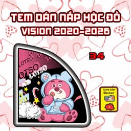 Tem Dán Hộc Đồ Visionnn 2020-2026 Dán Trang Trí Mẫu Gấu Hồng Dễ Thương Decal Nhãn Dán 9
