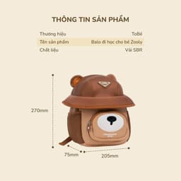 [ TOBÉ ] Balo đi học cho bé Zooly hàng chính hãng TOBE 9