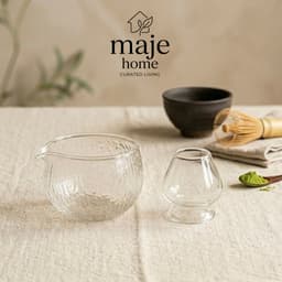 Bộ chawan và đế chasen thủy tinh pha matcha cao cấp. Cốc đánh trà matcha trong suốt phong cách Nhật Bản - Majehome 1