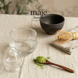 Bộ chawan và đế chasen thủy tinh pha matcha cao cấp. Cốc đánh trà matcha trong suốt phong cách Nhật Bản - Majehome 2