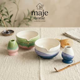 Bộ chawan và đế chasen gốm sứ pha matcha cao cấp. Bát đánh trà matcha phong cách Nhật Bản - Majehome 1